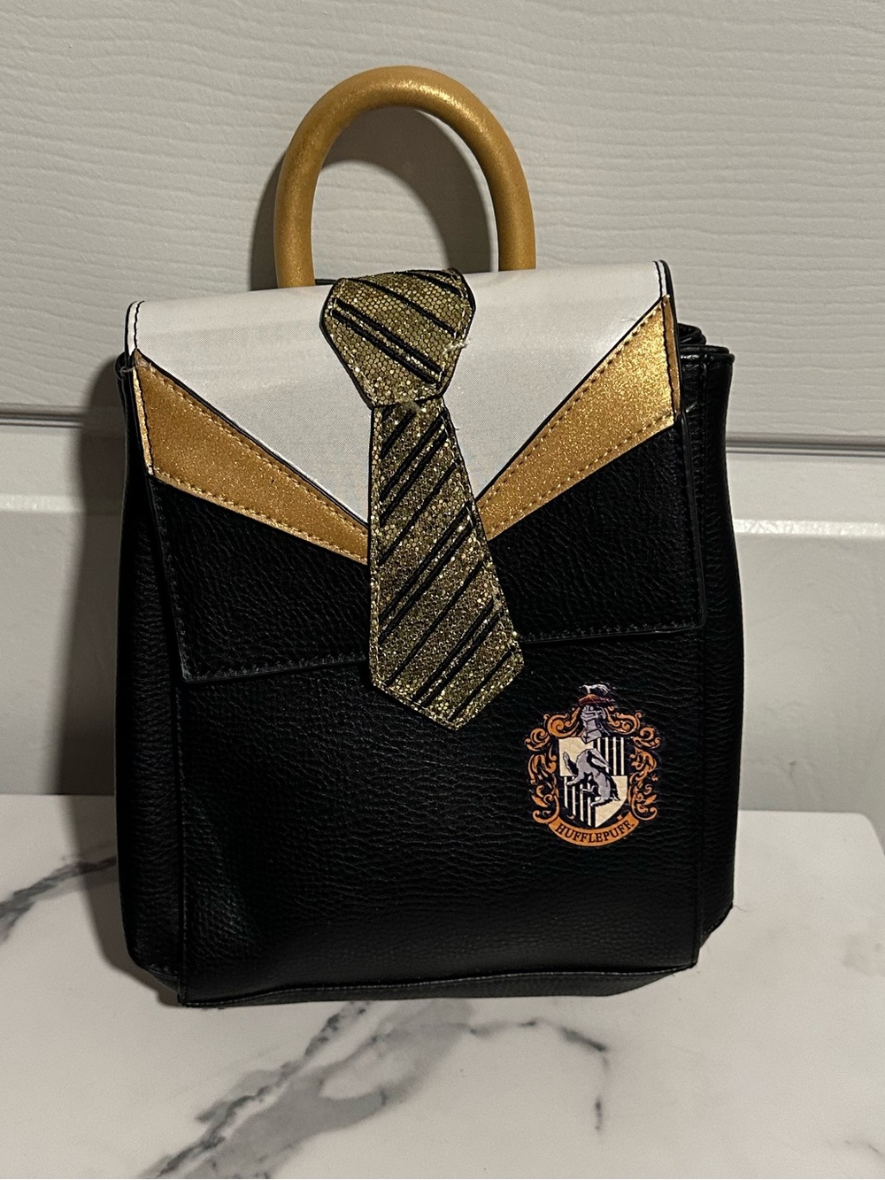 Danielle Nicole Hufflepuff Black & Gold Mini Backpack Purse